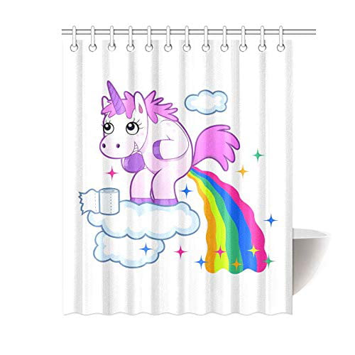 60x72'' Fairy Unicorn Shower Curtain Bathroom Waterproof Fabric & 12 Hooks set